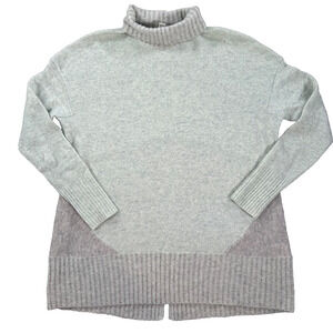 White + Warren Turtleneck Cashmere Sweater Women's X-Small Split Hem Colorblock